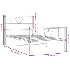 Vidaxl Kovový rám postele s hlavovým a nožním čelem bílý 90 x 190 cm