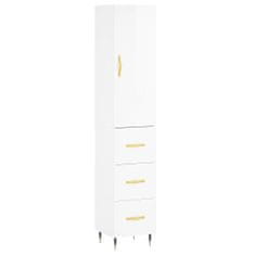 Vidaxl Skříň highboard bílá s vysokým leskem 34,5x34x180 cm kompozit