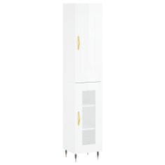 Vidaxl Skříň highboard bílá s vysokým leskem 34,5x34x180 cm kompozit