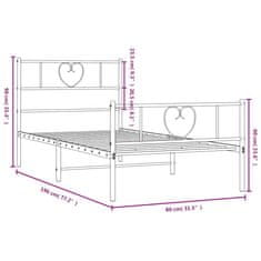 Vidaxl Kovový rám postele s hlavovým a nožním čelem bílý 75 x 190 cm