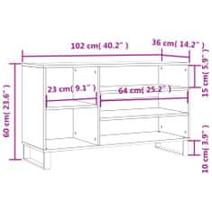 Greatstore Botník černý 102x36x60 cm kompozitní dřevo