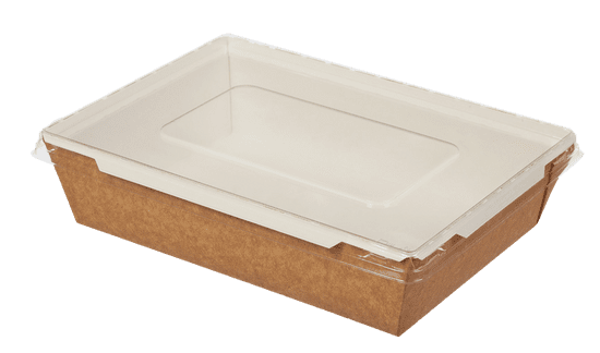 ECOFOL Papírový box / miska EKO na salát 220x160x55 mm hnědý s transp. víčkem bal/50 ks Balení: 250