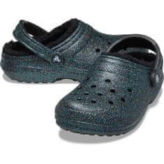 Crocs Classic Glitter Lined Clogs Unisex, 39-40 EU, M7W9, Pantofle, Dřeváky, Starry Skies Glitter, Černá, 205842-9BD