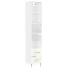 Vidaxl Skříň highboard bílá s vysokým leskem 34,5x34x180 cm kompozit