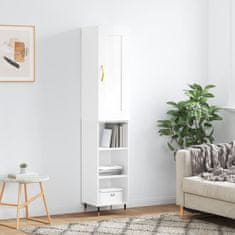 Greatstore Skříň highboard bílá s vysokým leskem 34,5x34x180 cm kompozit