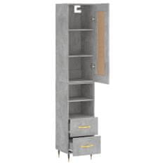 Vidaxl Skříň highboard betonově šedá 34,5x34x180 cm kompozitní dřevo