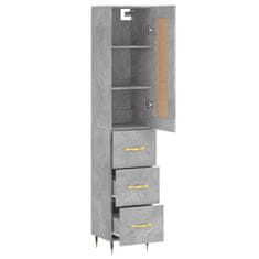 Greatstore Skříň highboard betonově šedá 34,5x34x180 cm kompozitní dřevo