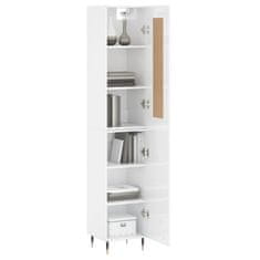 Greatstore Skříň highboard bílá s vysokým leskem 34,5x34x180 cm kompozit