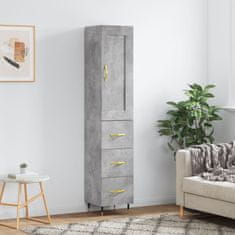 Greatstore Skříň highboard betonově šedá 34,5x34x180 cm kompozitní dřevo