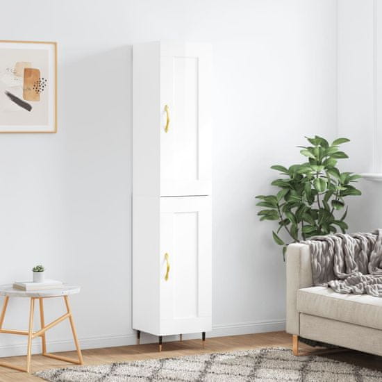 Vidaxl Skříň highboard bílá s vysokým leskem 34,5x34x180 cm kompozit