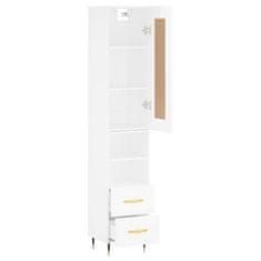 Greatstore Skříň highboard bílá s vysokým leskem 34,5x34x180 cm kompozit