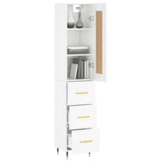 Greatstore Skříň highboard bílá s vysokým leskem 34,5x34x180 cm kompozit