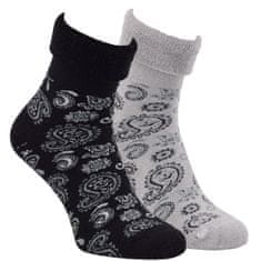 OXSOX OX SOX dámské froté ohrnovací vzorované bambusové ponožky 6501623 2pack, stříbrná/černá, 39-42