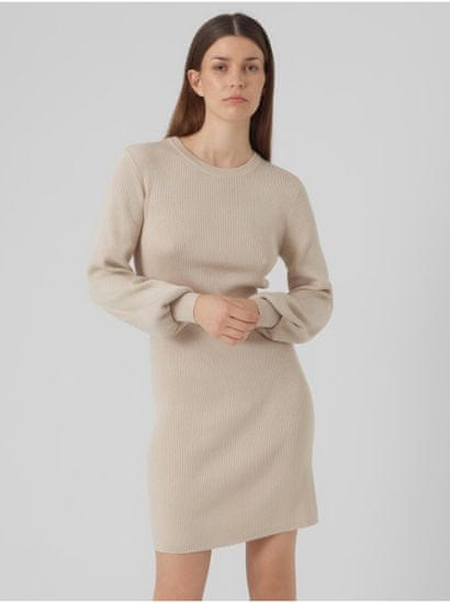 Vero Moda Béžové dámské svetrové šaty VERO MODA Haya