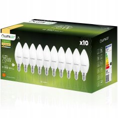 LUMILED 10x LED žárovka E14 svíčka 10W = 75W 990lm 3000K Teplá bílá 180°