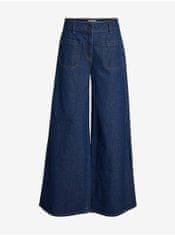 VILA Tmavě modré dámské široké džíny VILA Viflora 34
