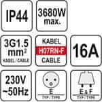 YATO Prodlužovací kabel YT-81162 20m, 3 zásuvky