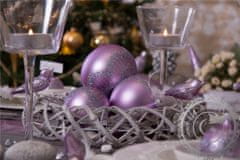 Decor By Glassor Vánoční ozdoby, ptáček fialový mat, dekor