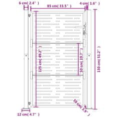 Vidaxl Zahradní branka antracitová 105 x 130 cm ocel Pruhy