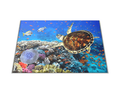 Glasdekor Skleněné prkénko motiv mořský svět - Prkénko: 40x30cm