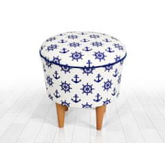 Atelier Del Sofa Taburet Cunda - Blue, White, Modrá, Bílá