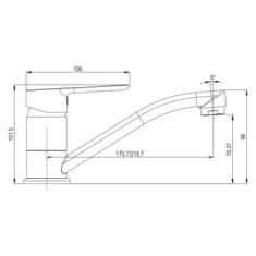 Mereo Zuna dřezová baterie stojánková s ramínkem plochým 210 mm CB201Z - Mereo