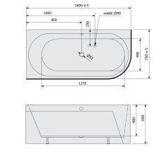 POLYSAN ASTRA L MONOLITH asymetrická vana 160x75x60cm, bílá 33611M - Polysan