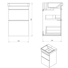 SAPHO SITIA umyvadlová skříňka 46,4x70x44,2cm, 2xzásuvka, dub alabama SI050-2222 - Sapho