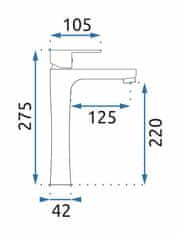 REA Mild umyvadlová baterie - vysoká, černá/růžové zlato REA-B4808 - Rea