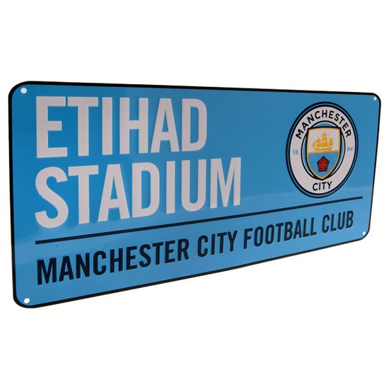 FotbalFans Plechová cedule Manchester City FC, modrá, 40x18cm