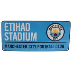 FotbalFans Plechová cedule Manchester City FC, modrá, 40x18cm