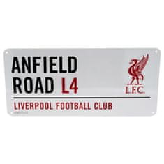 FotbalFans Plechová cedule Liverpool FC, bílá, lakovaná, 40x18cm