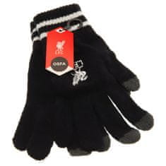 FotbalFans Pletené rukavice Liverpool FC, černé, touchscreen