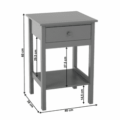 KONDELA Noční stolek, šedá, MALISE