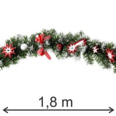 Aga Vánoční girlanda s ozdobami 180 cm Červeno-bílá