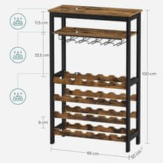 ModernHome Stojan Na Víno A Sklenice Loft Bar 100 Cm