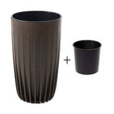 ModernHome Pot Stripped Tall Eco Coffee Espresso 25Xv42 Cm