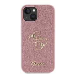 Guess  PU Fixed Glitter 4G Metal Logo Zadní Kryt pro iPhone 13 Pink