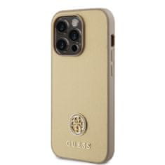 Guess  PU 4G Strass Metal Logo Zadní Kryt pro iPhone 15 Pro Gold