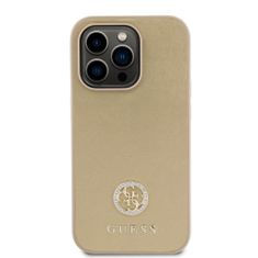 Guess  PU 4G Strass Metal Logo Zadní Kryt pro iPhone 15 Pro Gold