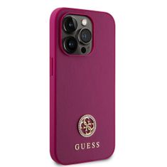 Guess  PU 4G Strass Metal Logo Zadní Kryt pro iPhone 15 Pro Pink