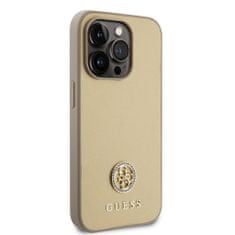 Guess  PU 4G Strass Metal Logo Zadní Kryt pro iPhone 15 Pro Gold