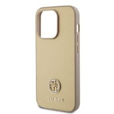 Guess  PU 4G Strass Metal Logo Zadní Kryt pro iPhone 15 Pro Gold