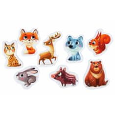 Puzzlika - Lesní zvířátka - naučné puzzle 8 zvířátek - 16 dílků