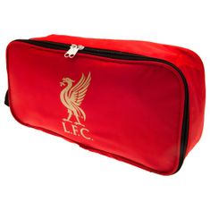 FotbalFans Taška na kopačky Liverpool FC, červená, zlatý znak, 35x18x12 cm