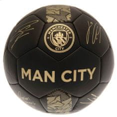 FotbalFans Fotbalový míč Manchester City FC, černý, zlaté podpisy, vel. 5