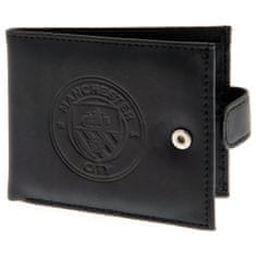 FotbalFans Kožená peněženka Manchester City FC, černá, ochrana RFID, 11x9 cm