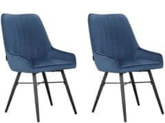 Danish Style Jídelní židle Akita (SET 2 ks), samet, modrá