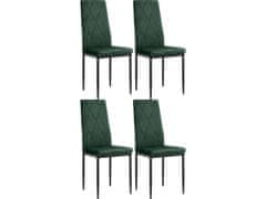 Danish Style Jídelní židle Melly (SET 4 ks), samet, zelená