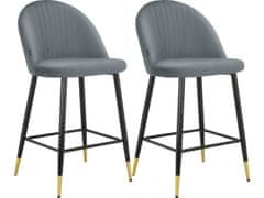 Danish Style Barové židle Marlis (SET 2 ks), samet, šedá